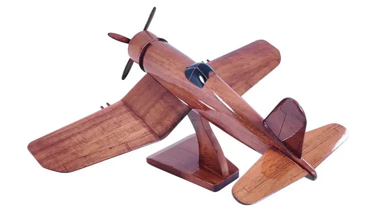 F-4U Corsair Fighter Natural Wood Aircraft Model--Aviator Sunglasses-Premium Wood Designs