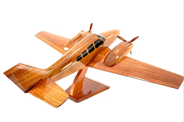 Beechcraft Baron G-58 Airplane Natural Wood Aircraft Model--Aviator Sunglasses-Premium Wood Designs