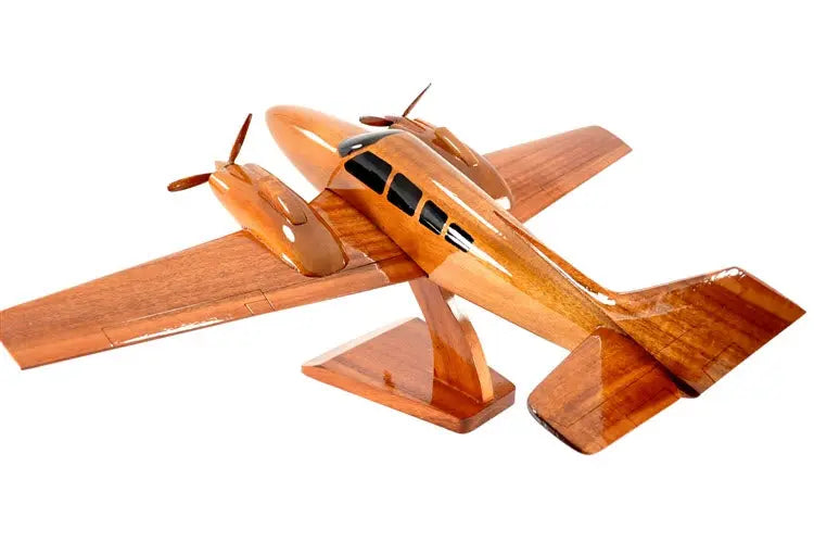 Beechcraft Baron G-58 Airplane Natural Wood Aircraft Model--Aviator Sunglasses-Premium Wood Designs