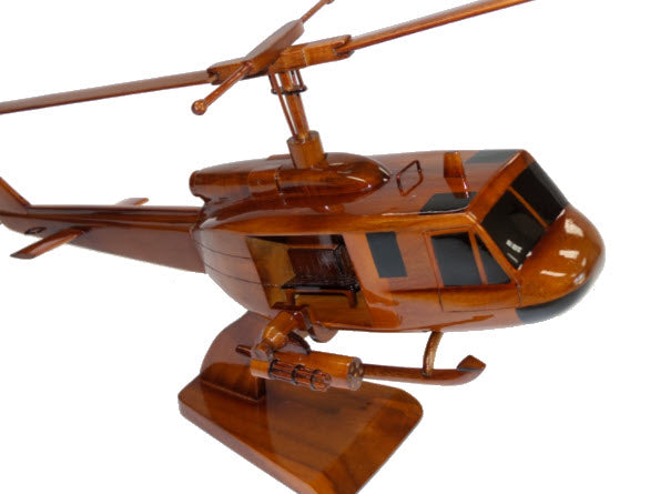UH-1 Huey Gunship Helicopter Premium Natural Wood Helicopter Model