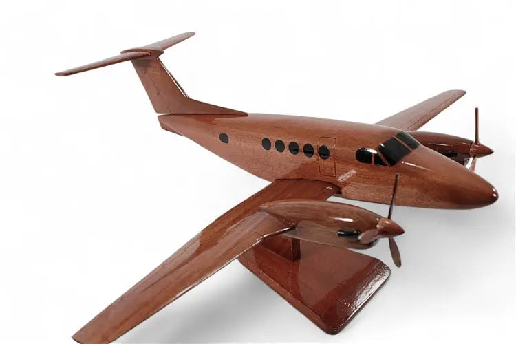 Beechcraft King Air 200 Airplane Natural Wood Aircraft Model--Aviator Sunglasses-Premium Wood Designs