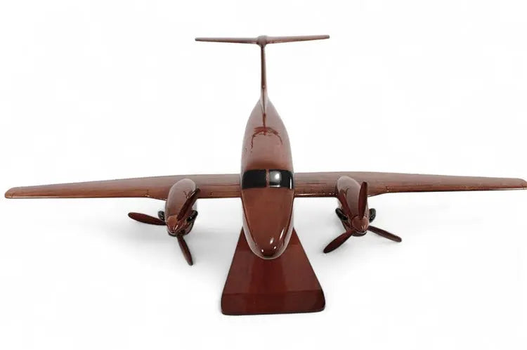 Beechcraft King Air 200 Airplane Natural Wood Aircraft Model--Aviator Sunglasses-Premium Wood Designs