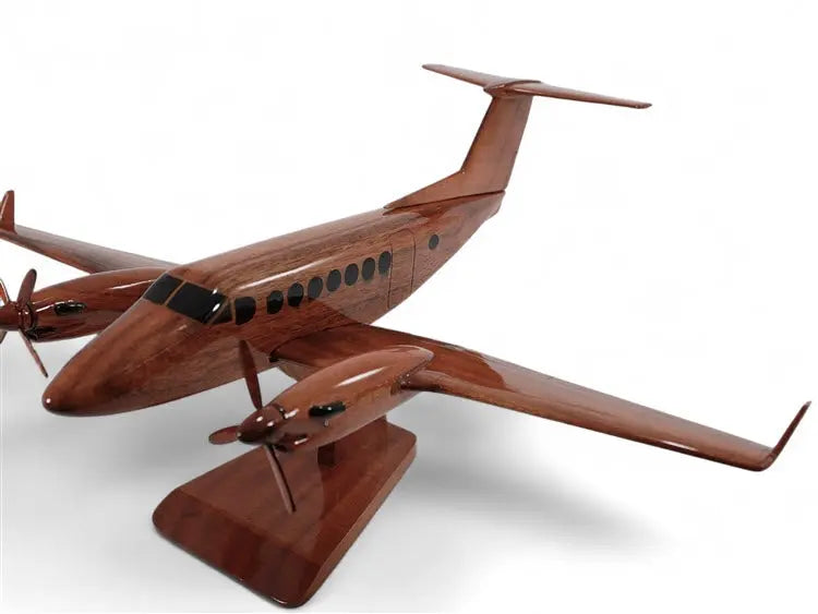 Beechcraft King Air 350 Airplane Natural Wood Aircraft Model--Aviator Sunglasses-Premium Wood Designs