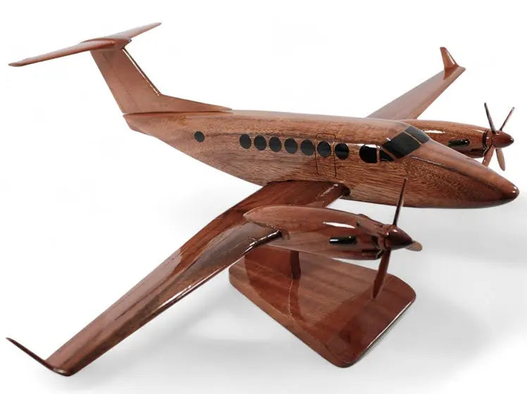 Beechcraft King Air 350 Airplane Natural Wood Aircraft Model--Aviator Sunglasses-Premium Wood Designs