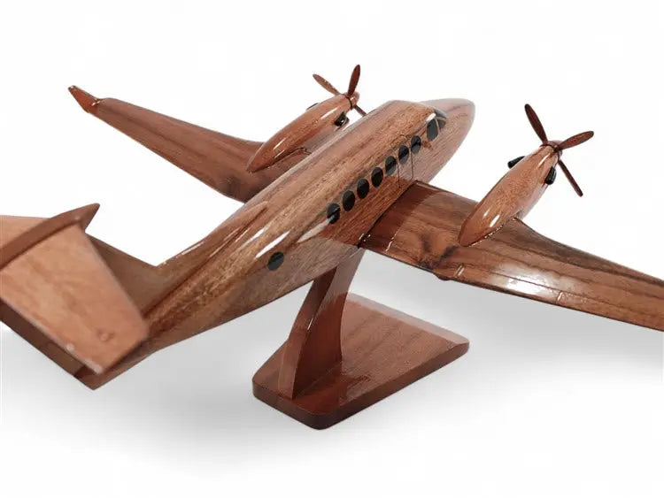Beechcraft King Air 350 Airplane Natural Wood Aircraft Model--Aviator Sunglasses-Premium Wood Designs