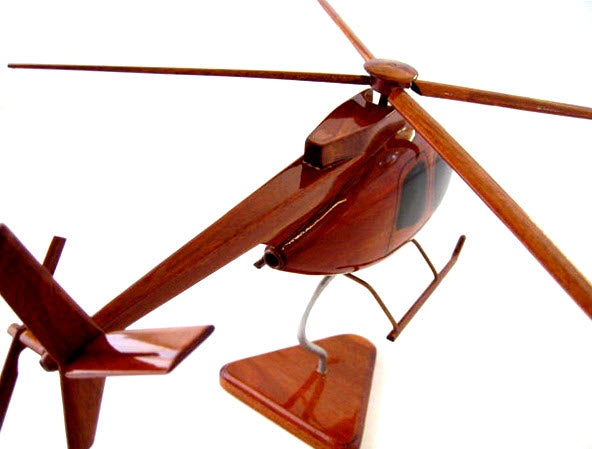 MD-530 Cayuse Helicopter Premium Natural Wood Helicopter Model