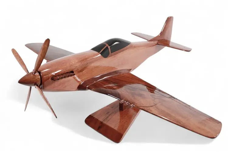P-51 Mustang Fighter Natural Wood Aircraft Model--Aviator Sunglasses-Premium Wood Designs