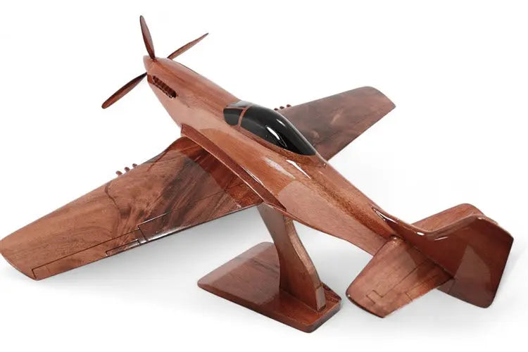 P-51 Mustang Fighter Natural Wood Aircraft Model--Aviator Sunglasses-Premium Wood Designs