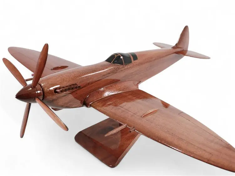 Spitfire Fighter Natural Wood Aircraft Model--Aviator Sunglasses-Premium Wood Designs