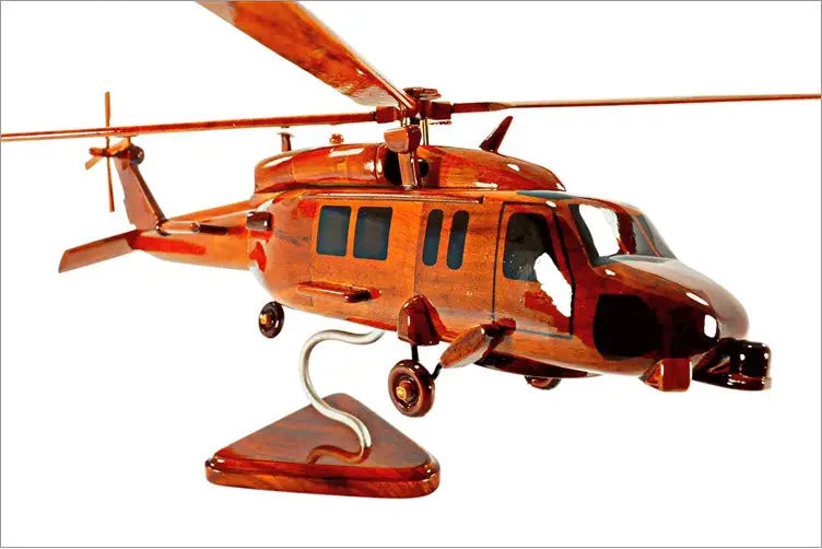 SH-60 Seahawk Helicopter Natural Mahogany Wood Aircraft Model--Aviator Sunglasses-Premium Wood Designs
