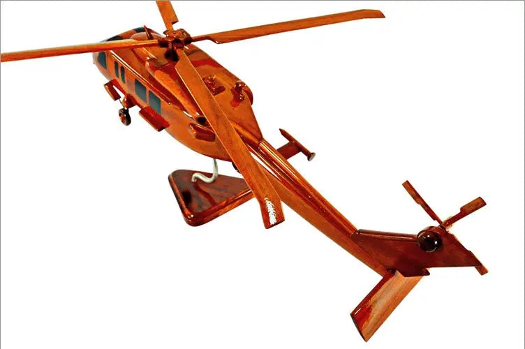 SH-60 Seahawk Helicopter Natural Mahogany Wood Aircraft Model--Aviator Sunglasses-Premium Wood Designs