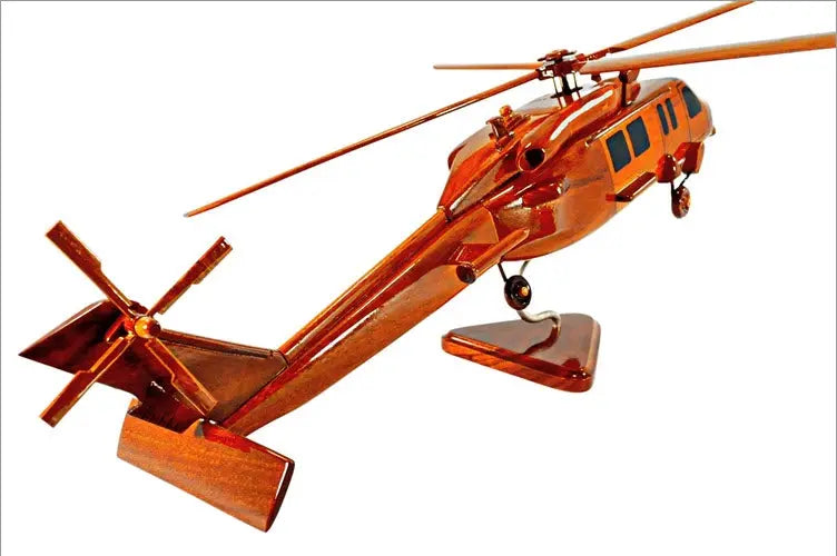 SH-60 Seahawk Helicopter Natural Mahogany Wood Aircraft Model--Aviator Sunglasses-Premium Wood Designs