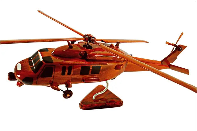 SH-60 Seahawk Helicopter Natural Mahogany Wood Aircraft Model--Aviator Sunglasses-Premium Wood Designs