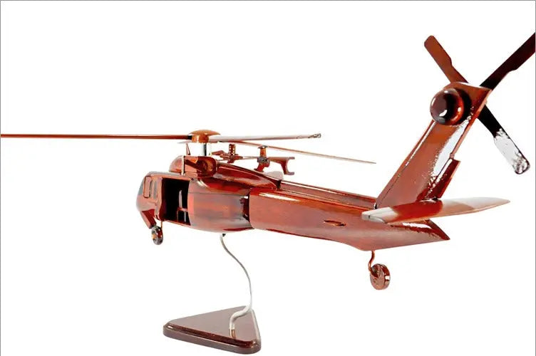 UH-60 Blackhawk Helicopter Natural Mahogany Wood Aircraft Model--Aviator Sunglasses-Premium Wood Designs