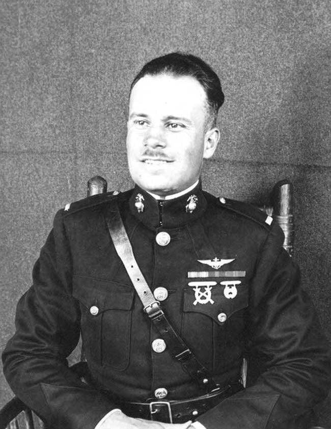 A photograph of 1st Lieutenant Christian Frank Schilt, United States Marine Corps, probably at Quantico, Virginia . U.S. Naval History and Heritage Command Photograph.. (U.S. Navy)