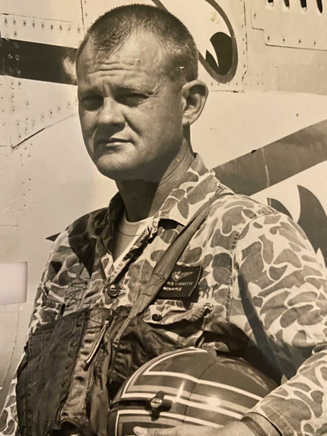 A photograph of Lt. Cmdr Richard "Brown Bear" W. Schaffert of VF-111 Sundowners off of the USS Oriskany Vietnam 1967