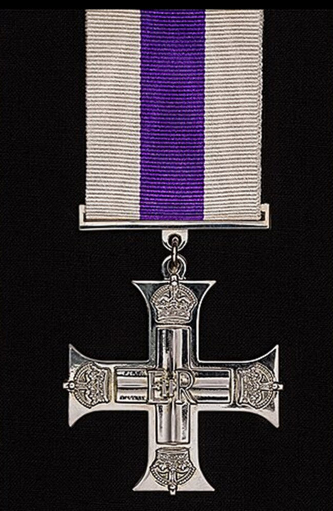 A photograph of the Royal Flying Corps Military Cross medal, 3rd highest award. This is the medal earned by Capt. Reginald Milburn Makepeace in WW I.