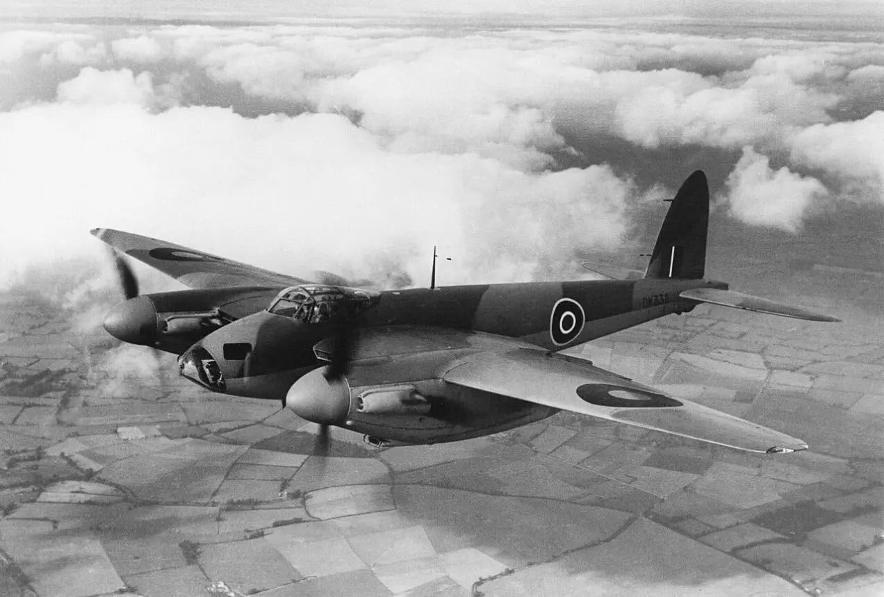 An air-to-air photograph of a De Havilland DH.98 Mosquito B Mk IV Series 2 bomber in flight.