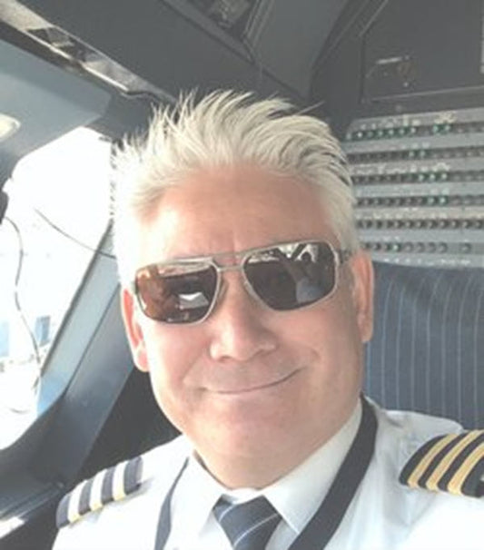 John Hicks, Commercial Airlines Pilot, Airbus A320 First Officer wearing Scheyden FG C-130 sunglasses