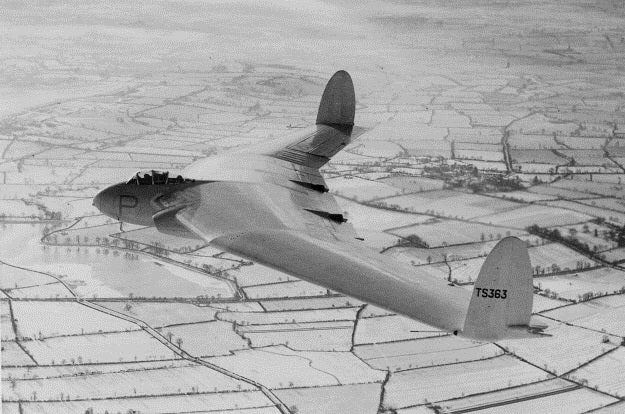 A Rolls-Royce Nene-powered Armstrong-Whitworth-A.W.52-TS363 installed in a British "Flying Wing" aircraft in 1949