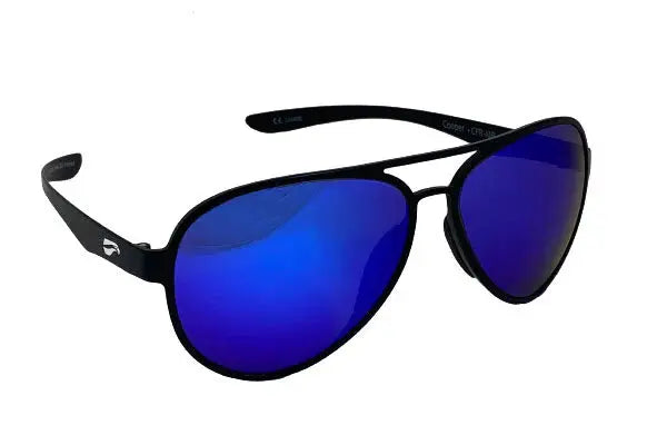 An image of a pair of Flying Eyes Cooper Aviator Sunglasses with Gradient Mirrored Saphire lenses.