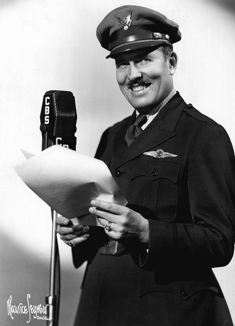 Roscoe Turner as narrator for the program "Sky Blazers". Turner was a record breaking American pilot winning the Thompson Trophy air race three times.