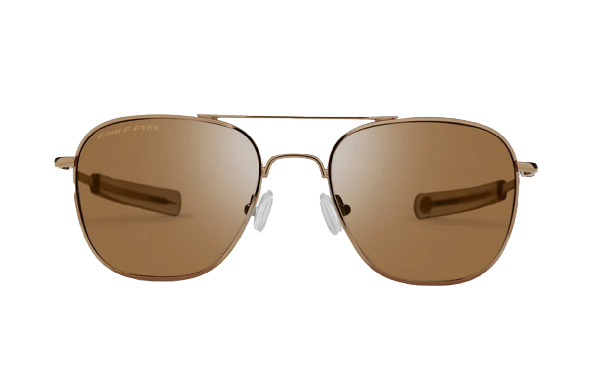 Eagle Eyes Freedom Aviator Sunglasses Gold Frame Brown Non-Polarized Lenses