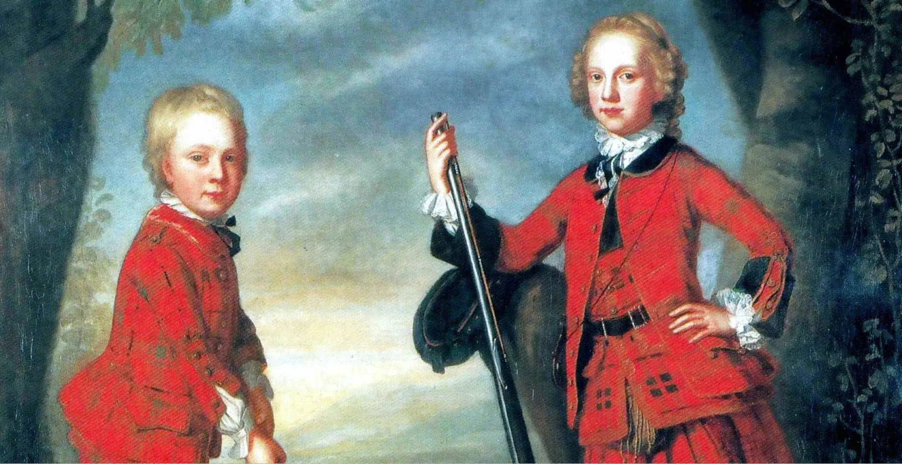 A painting showing early golfers in Scotland circa 1500s