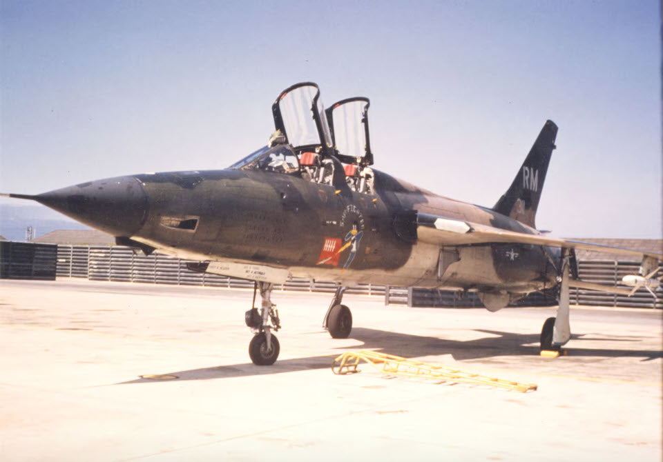 An F-105F Thud Wild Weasel preparing for Rolling Thunder in Vietnam 1960s