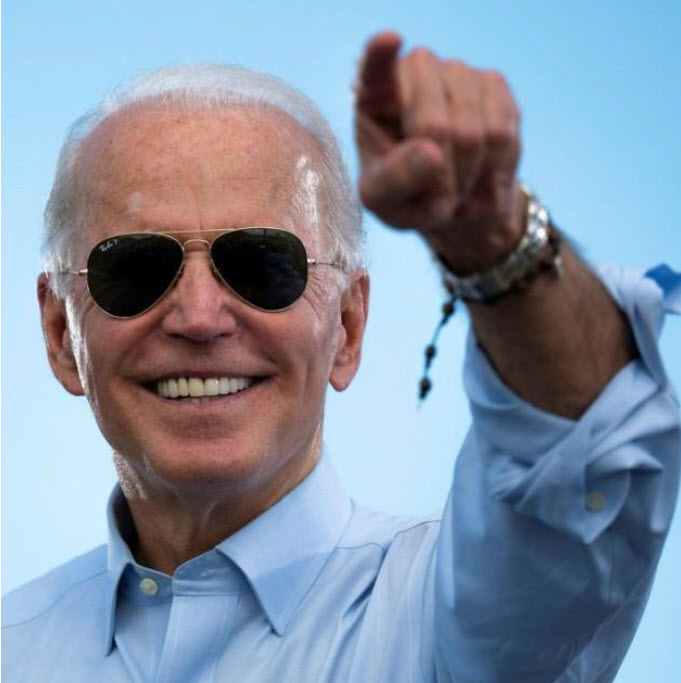 President Joe Biden wearing a pair of Ray-Ban sunglasses