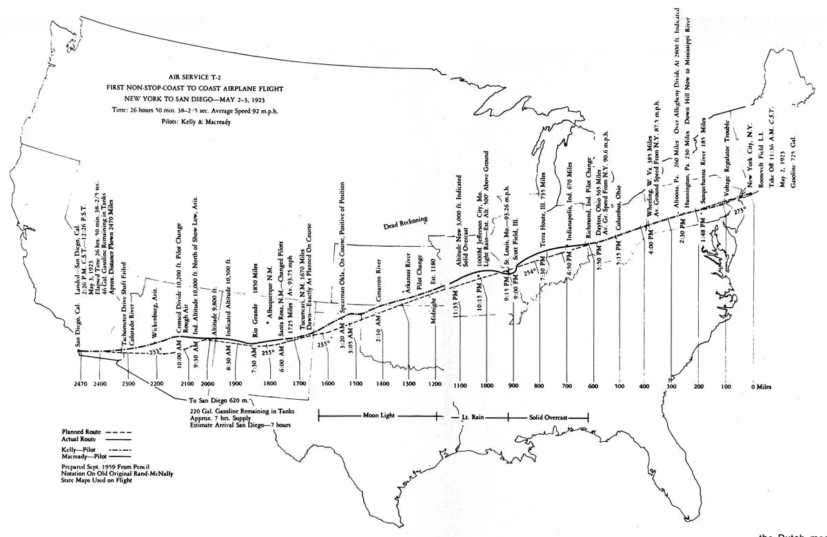 Typical Transcontinental Flight Routing Map The First Non-Stop US Transcontinental Flight