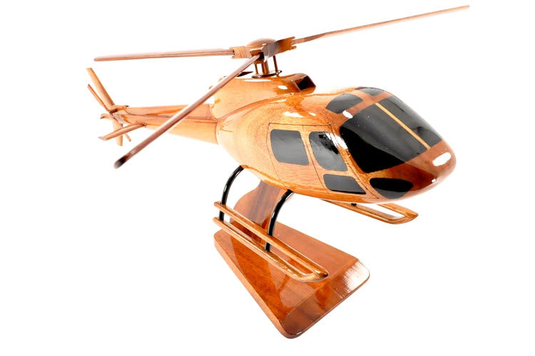 A-Star 350 Helicopter Premium Natural Wood Aircraft Desk Model