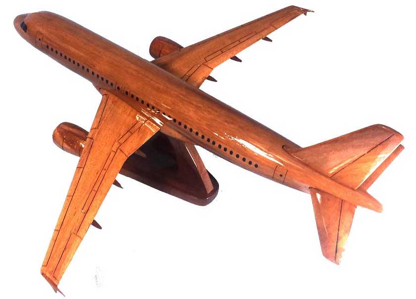 A320 Airbus Natural Wood Aircraft Model
