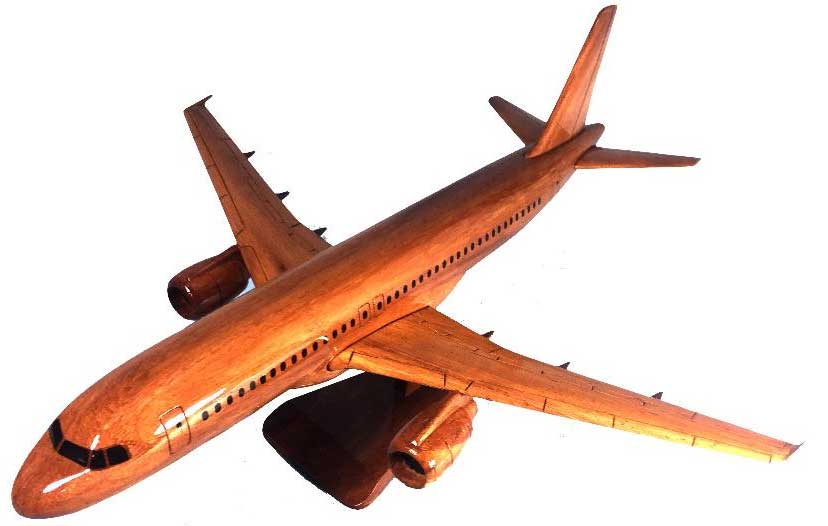 A320 Airbus Natural Wood Aircraft Model