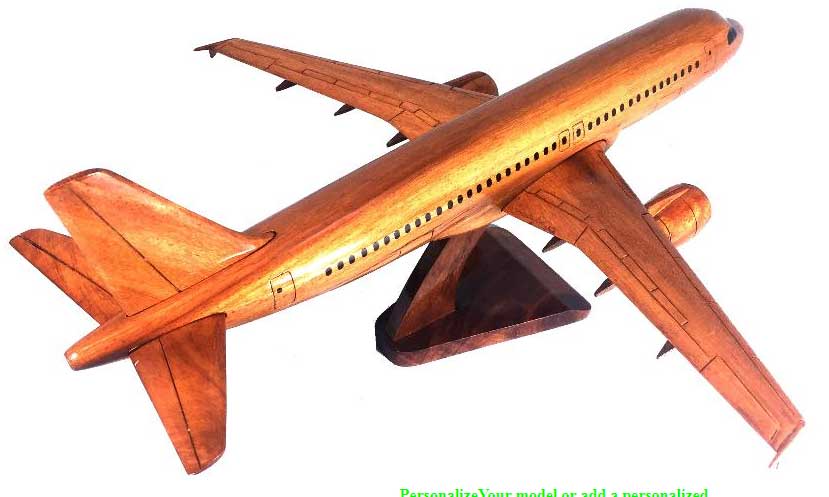 A320 Airbus Natural Wood Aircraft Model