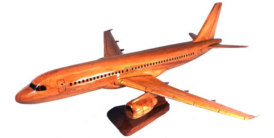 A320 Airbus Natural Wood Aircraft Model