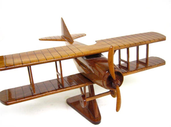 Spad Biplane Airplane Natural Wood Aircraft Model