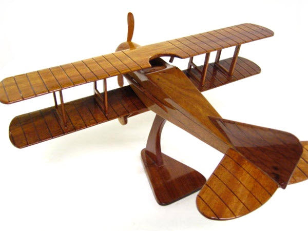 Spad Biplane Airplane Natural Wood Aircraft Model