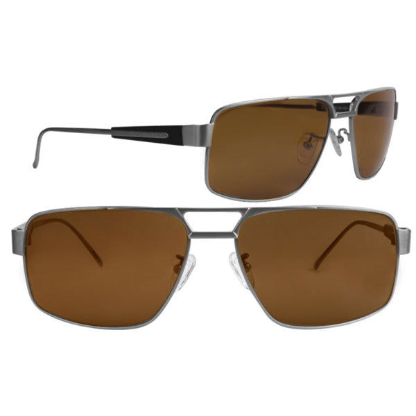 Scheyden C-130 Natural Titanium Frame Bronze Lens Aviator Sunglasses