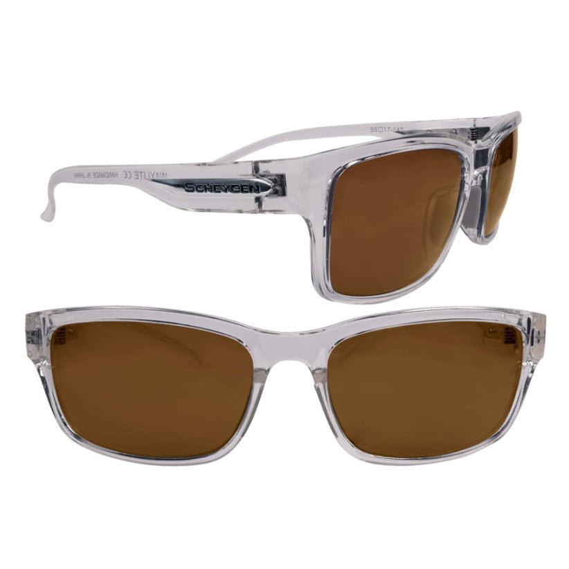 New Waylite Sunglasses by Scheyden Clear Frame with Bronze Raxor Sharp Resin.