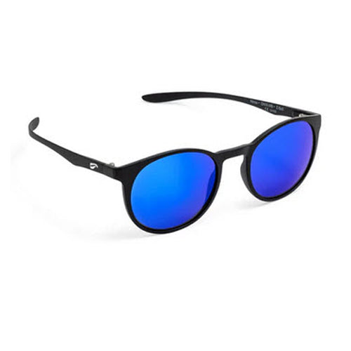 Flying Eye Ninox Mirrored Saphire lens sunglasses with Matte Black frame.