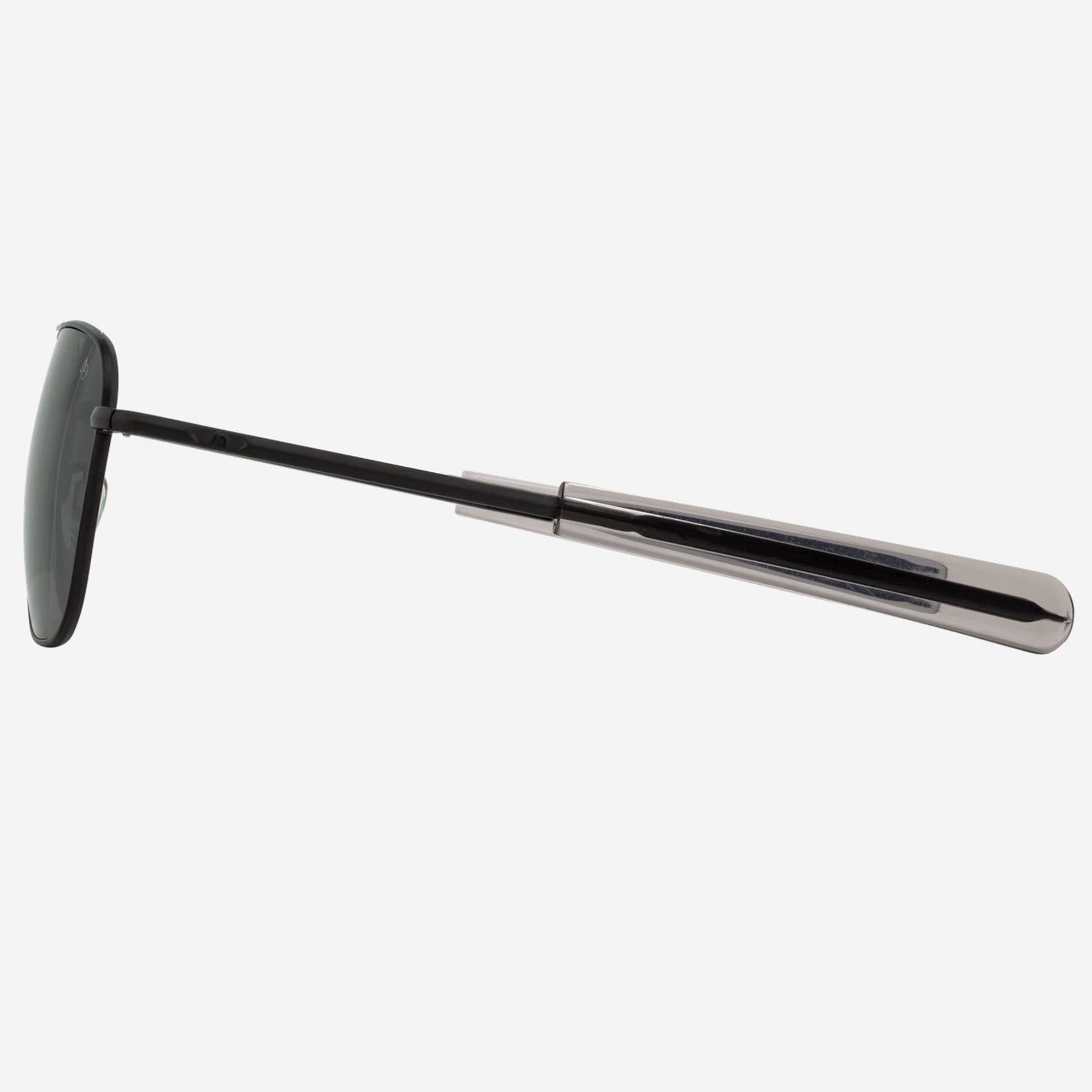 An AO Original Pilot matte black frame with gray lenses shown against a plain white background.