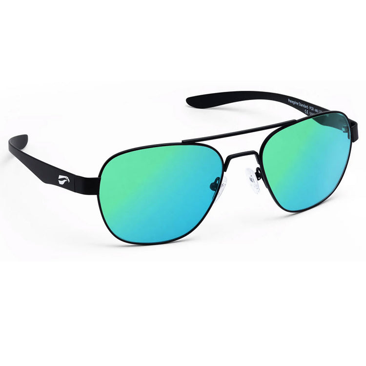 Flying Eyes Peregrine Matte Black Titanium Frame with Mirrored Emerald Lenses