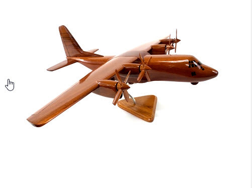 C-130 Gunship 4-Blade Prop Hercules  Natural Mahogany Wood Aircraft Model