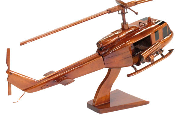 UH-1 Huey Gunship Helicopter Premium Natural Wood Helicopter Model