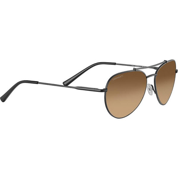 Serengeti Pete non-polarized photochromic amber lenses in a Matte Dark Gunmetal frame.