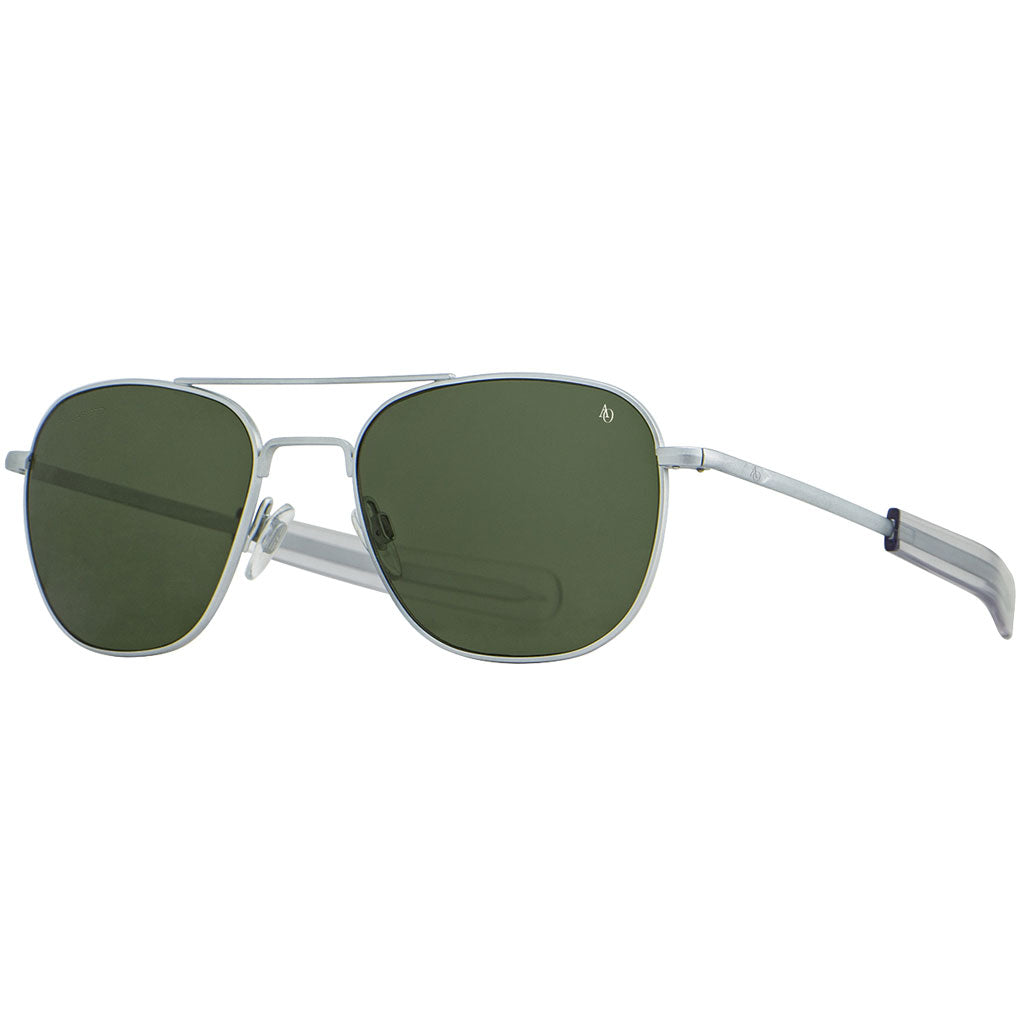 AO Eyewear Matte Silver Frame Green Glass Lens Sunglasses OP-452BTSMGNG OP-455BTSMGNG OP-455BTSMGNG OP-452BTSMGNG-P OP-455BTSMGNG_p OP-455BTSMGNG-P